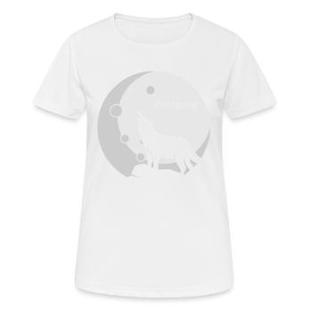 WOLFGANG Nom Wolf Outfit pour le jour du nom avec le nom - T-shirt respirant Femme - blanc - Devant - AI Model Female 172 dark (172cm)