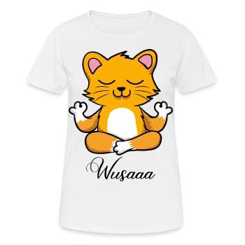 Auszeit Durchatmen Wusaaa Katze - Frauen T-Shirt atmungsaktiv - Weiß - Vorne - AI Model Female 172 dark (172cm)