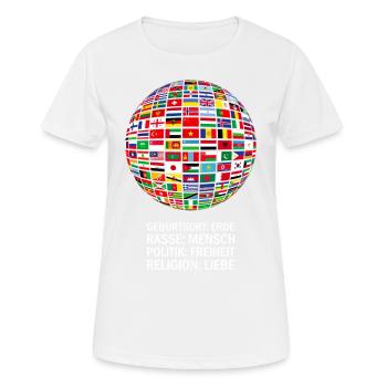 schönes Friede alle Fahnen "gegen Rassismus" - Frauen T-Shirt atmungsaktiv - Weiß - Vorne - AI Model Female 172 dark (172cm)