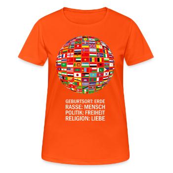belle paix tous les drapeaux « contre le racisme » - T-shirt respirant Femme - orange néon - Devant - AI Model Female 172 dark (172cm)
