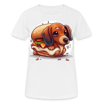 Chien de saucisse - T-shirt respirant Femme - blanc - Devant - AI Model Female 172 dark (172cm)