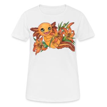 Niedliches Axolotl mit Lilie Blume Sommer Urlaub - Frauen T-Shirt atmungsaktiv - Weiß - Vorne - AI Model Female 172 dark (172cm)