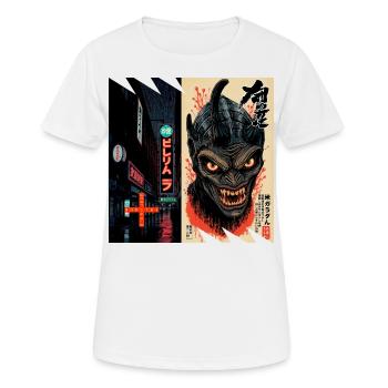 monstre #105 Wanted - T-shirt respirant Femme - blanc - Devant - AI Model Female 172 dark (172cm)