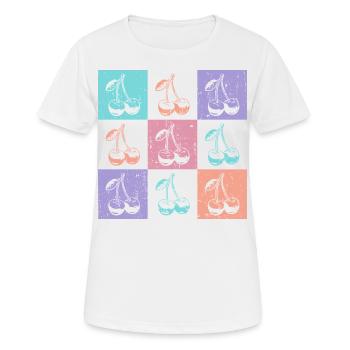 Cerises, couleurs vives de l’été - T-shirt respirant Femme - blanc - Devant - AI Model Female 172 dark (172cm)