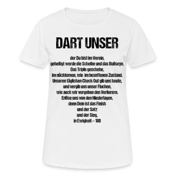 Lustiges Dart unser Darts Fan Outfit Vater Gebet - Frauen T-Shirt atmungsaktiv - Weiß - Vorne - AI Model Female 172 dark (172cm)