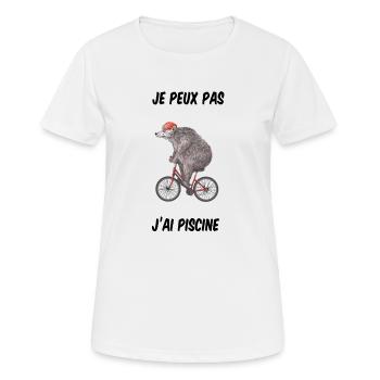 je peux pas j'ai piscine - T-shirt respirant Femme - blanc - Devant - AI Model Female 172 dark (172cm)
