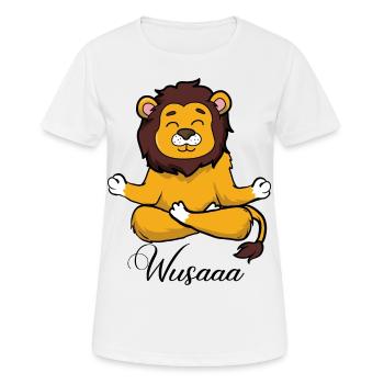 Auszeit Durchatmen Wusaaa Löwe - Frauen T-Shirt atmungsaktiv - Weiß - Vorne - AI Model Female 172 dark (172cm)
