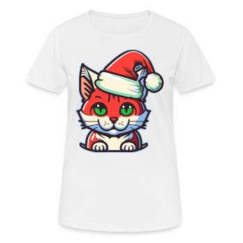 Wunderschönes Weihnachtskatzendesign, ein ausgezeichneter Weihnachtsmann - Frauen T-Shirt atmungsaktiv - Weiß - Vorne - AI Model Female 172 dark (172cm)