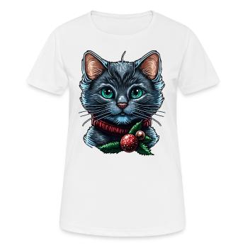 Wunderschöne Weihnachtskatzenillustration, eine ausgezeichnete - Frauen T-Shirt atmungsaktiv - Weiß - Vorne - AI Model Female 172 dark (172cm)