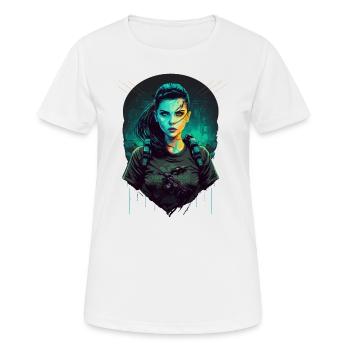 Trendy digital illustration of a Gorgeous - Women's Breathable T-Shirt - white - Front - AI Model Female 172 dark (172cm)