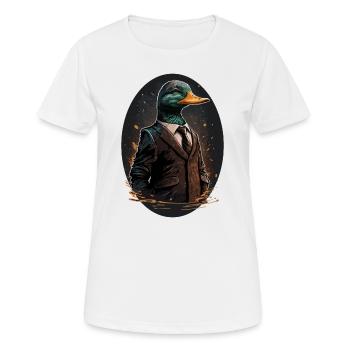 Peinture numérique tendance d’un canard en costume - T-shirt respirant Femme - blanc - Devant - AI Model Female 172 dark (172cm)