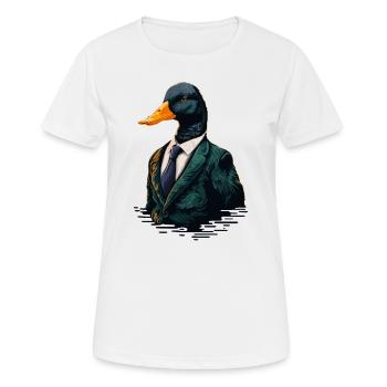 Canard cool dans des vêtements formels - T-shirt respirant Femme - blanc - Devant - AI Model Female 172 dark (172cm)