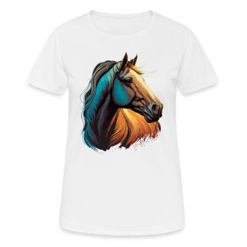 Tête de cheval - T-shirt respirant Femme - blanc - Devant - AI Model Female 172 dark (172cm)