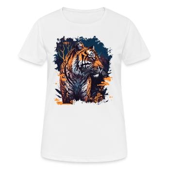 Tiger - Frauen T-Shirt atmungsaktiv - Weiß - Vorne - AI Model Female 172 dark (172cm)