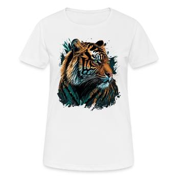Tiger Porträt - Frauen T-Shirt atmungsaktiv - Weiß - Vorne - AI Model Female 172 dark (172cm)