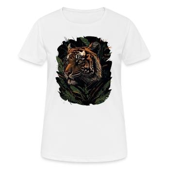 Tigre tapi dans la jungle - T-shirt respirant Femme - blanc - Devant - AI Model Female 172 dark (172cm)