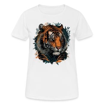 Eine digitale Tiger-Illustration - Frauen T-Shirt atmungsaktiv - Weiß - Vorne - AI Model Female 172 dark (172cm)