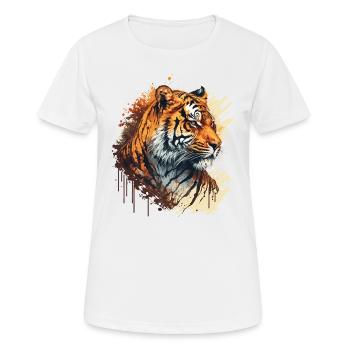 Tiger Illustration - Frauen T-Shirt atmungsaktiv - Weiß - Vorne - AI Model Female 172 dark (172cm)