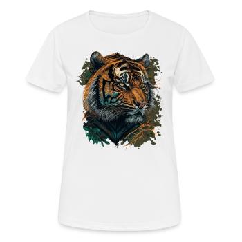 Portrait de visage de tigre - T-shirt respirant Femme - blanc - Devant - AI Model Female 172 dark (172cm)