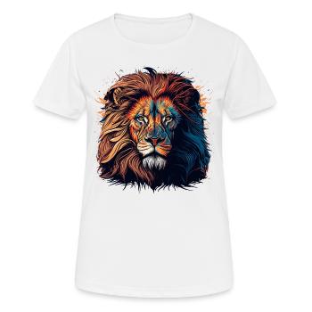 Lion Lineart - Frauen T-Shirt atmungsaktiv - Weiß - Vorne - AI Model Female 172 dark (172cm)