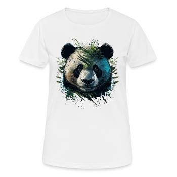 Panda versteckt sich hinter Leaths - Frauen T-Shirt atmungsaktiv - Weiß - Vorne - AI Model Female 172 dark (172cm)