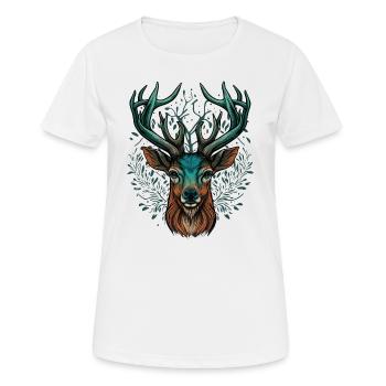 Hirschkopf - Frauen T-Shirt atmungsaktiv - Weiß - Vorne - AI Model Female 172 dark (172cm)