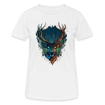 Hirschköpfe - Frauen T-Shirt atmungsaktiv - Weiß - Vorne - AI Model Female 172 dark (172cm)