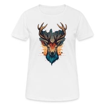 Hirschjagd - Frauen T-Shirt atmungsaktiv - Weiß - Vorne - AI Model Female 172 dark (172cm)