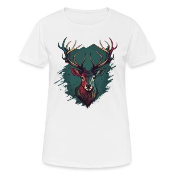 Tête de cerf - T-shirt respirant Femme - blanc - Devant - AI Model Female 172 dark (172cm)