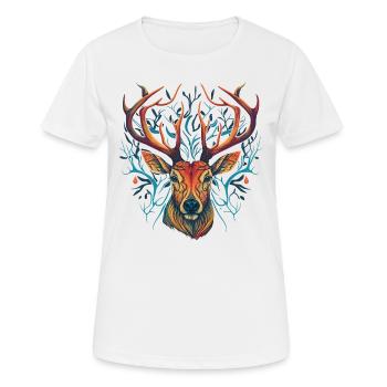 Crazy Deer Head - Women's Breathable T-Shirt - white - Front - AI Model Female 172 dark (172cm)