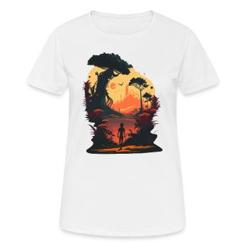 farbenfroh - Frauen T-Shirt atmungsaktiv - Weiß - Vorne - AI Model Female 172 dark (172cm)