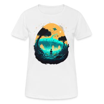 crazy world - Women's Breathable T-Shirt - white - Front - AI Model Female 172 dark (172cm)