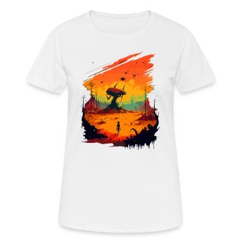 farbenfroh - Frauen T-Shirt atmungsaktiv - Weiß - Vorne - AI Model Female 172 dark (172cm)