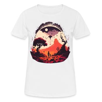 Es ist da draußen - Frauen T-Shirt atmungsaktiv - Weiß - Vorne - AI Model Female 172 dark (172cm)