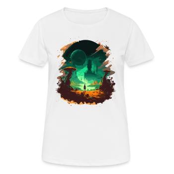 Raum - Frauen T-Shirt atmungsaktiv - Weiß - Vorne - AI Model Female 172 dark (172cm)