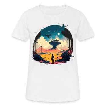 Diese Welt - Frauen T-Shirt atmungsaktiv - Weiß - Vorne - AI Model Female 172 dark (172cm)