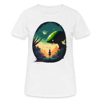 Paysage de science-fiction - T-shirt respirant Femme - blanc - Devant - AI Model Female 172 dark (172cm)