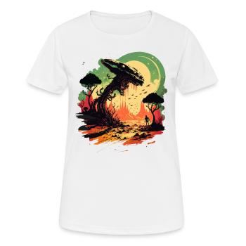 Alien World Illustration - Women's Breathable T-Shirt - white - Front - AI Model Female 172 dark (172cm)