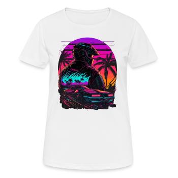 Miami Beach Vaperwave - Frauen T-Shirt atmungsaktiv - Weiß - Vorne - AI Model Female 172 dark (172cm)