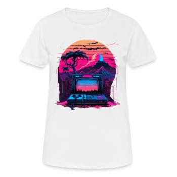 Ordinateur Vaporwave - T-shirt respirant Femme - blanc - Devant - AI Model Female 172 dark (172cm)