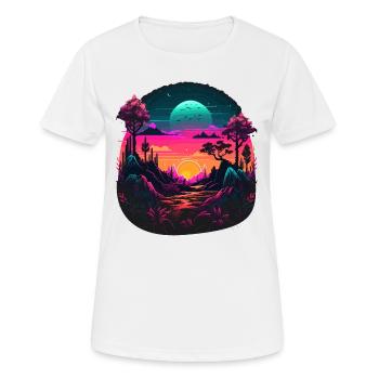 Paysage Vaporwave - T-shirt respirant Femme - blanc - Devant - AI Model Female 172 dark (172cm)