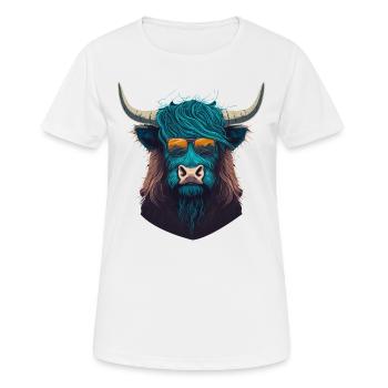 Yak avec Sunclasses - T-shirt respirant Femme - blanc - Devant - AI Model Female 172 dark (172cm)
