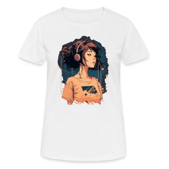 Fille écoutant de la musique basse fidélité - T-shirt respirant Femme - blanc - Devant - AI Model Female 172 dark (172cm)