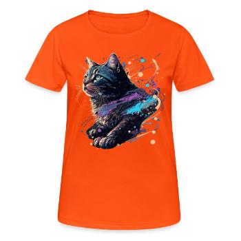 Œuvre d’art de chat - T-shirt respirant Femme - orange néon - Devant - AI Model Female 172 dark (172cm)