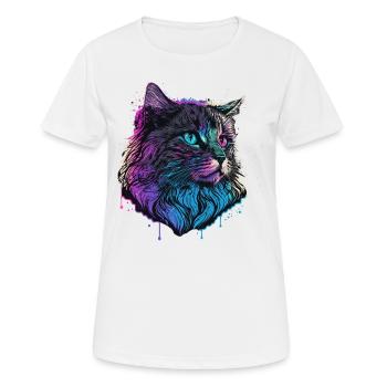 Dampfer Katze Illustration - Frauen T-Shirt atmungsaktiv - Weiß - Vorne - AI Model Female 172 dark (172cm)