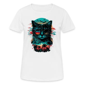 Chat du ciel - T-shirt respirant Femme - blanc - Devant - AI Model Female 172 dark (172cm)
