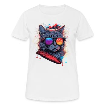 Elektronische Katze - Frauen T-Shirt atmungsaktiv - Weiß - Vorne - AI Model Female 172 dark (172cm)