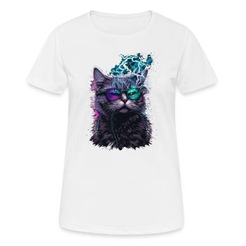 Chat tonnerre - T-shirt respirant Femme - blanc - Devant - AI Model Female 172 dark (172cm)