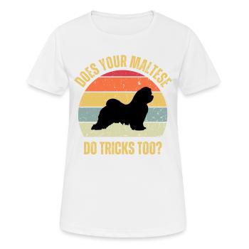 Est-ce que votre maltais fait aussi des tours - T-shirt respirant Femme - blanc - Devant - AI Model Female 172 dark (172cm)