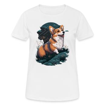 Corgi avec les fleurs - T-shirt respirant Femme - blanc - Devant - AI Model Female 172 dark (172cm)